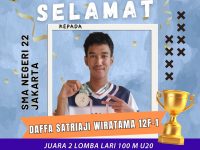 SELAMAT KEPADA DAFFA SATRIAJI WIRATAMA ATAS PRESTASI YANG DIRAIH, JUARA 2 LOMBA LARI 100 M U20